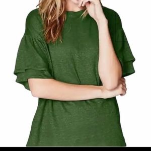 J. Jill Love Linen Flutter Sleeve Short Sleeve Blouse